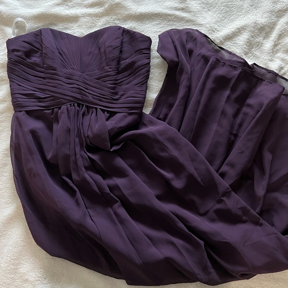 David’s Bridal Long Strapless Chiffon Bridesmaid Dress - Picture 2 of 3